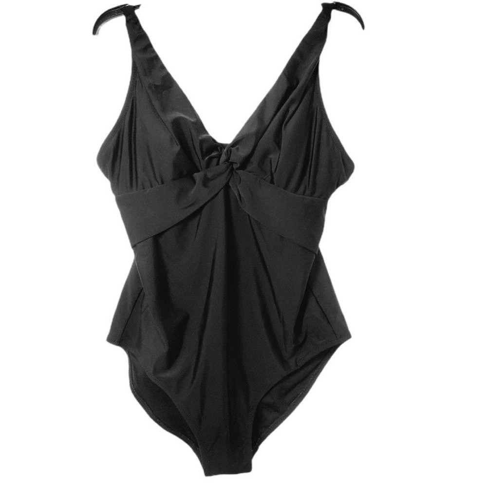 Carole Hochman Black Twist Front One Piece Swimsuit Adjustable Straps Size 12‎
